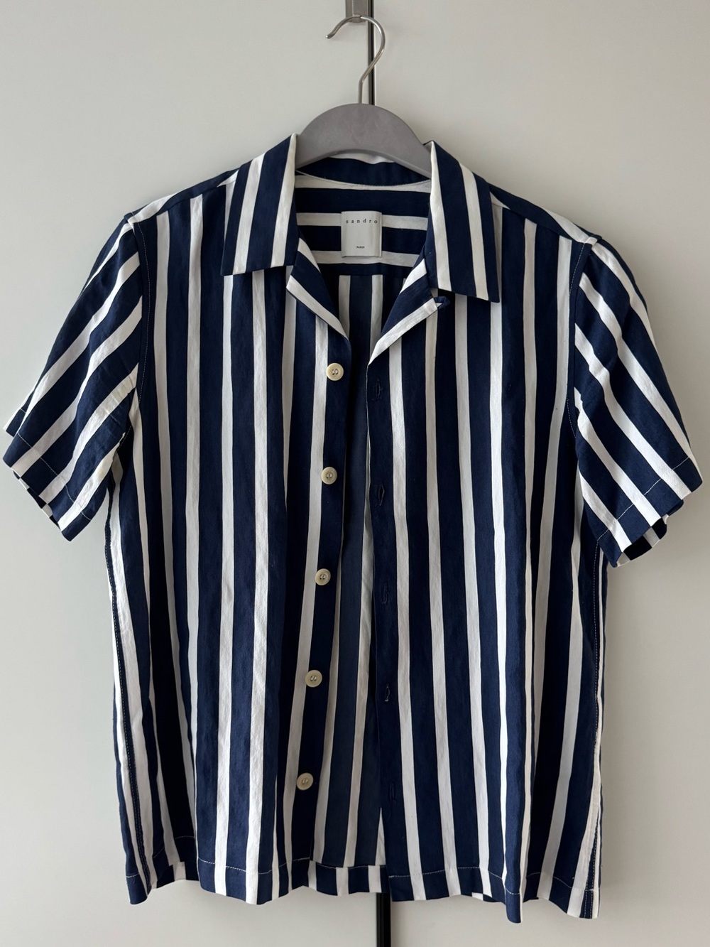 Sandro Paris Short Sleeve Striped Collar Shirt - Size Small Men’s / but Unisex